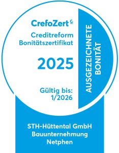 Crefo-Zertifikat STH Hüttental GmbH Bauunternehmung